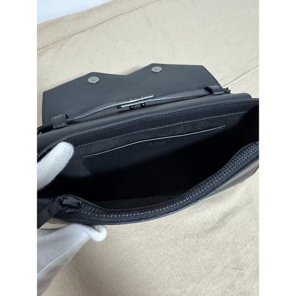 FACINE Crossbody Bag Womens Black Leather Chain Strap Envelope Made in Spain - Picture 8 of 14